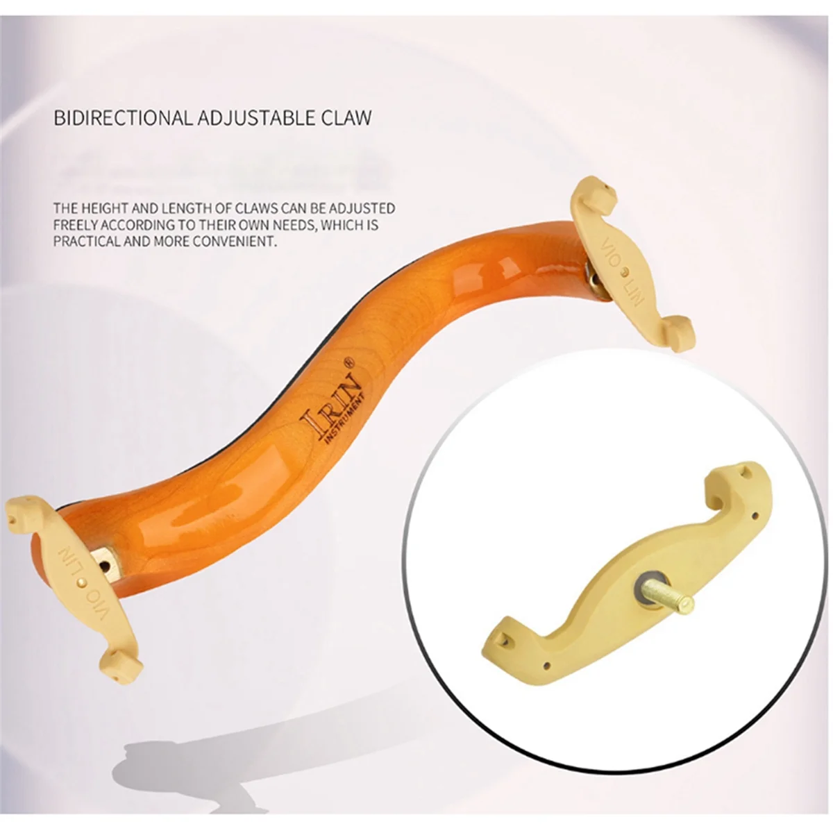 Reposabrazos para violín de arce clásico ajustable A71P 4/4 con acolchado de esponja para violinista