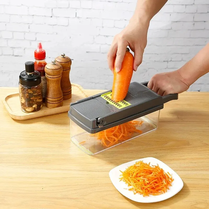 16 pçs/set picador de legumes cebola chopper lidar com grelha de alimentos chopper cozinha vegetal slicer corte batata triturador