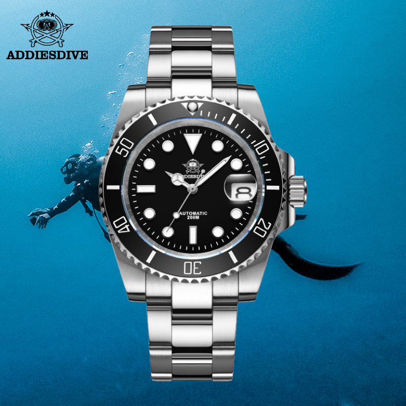 ADDIESDIVE ธุรกิจสันทนาการสแตนเลสนาฬิกาผู้ชายในยุโรปอเมริกานาฬิกากลไกอัตโนมัติสีต่างๆนาฬิกาดําน้ํา