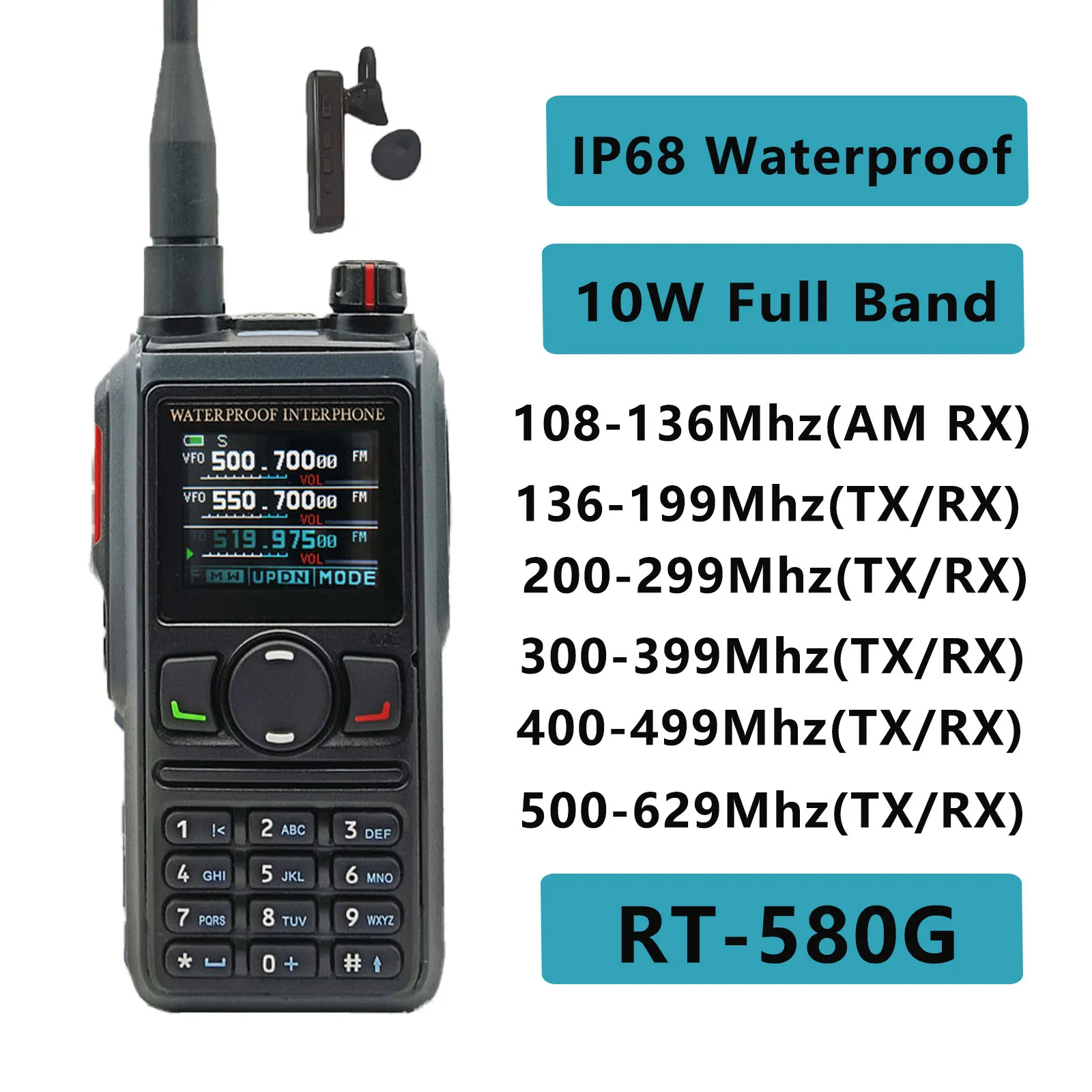 Radtel RT-580G gps bluetooth amateur ham zwei weg radio 199ch air band walkie talkie vox sos lcd polizei scanner luftfahrt