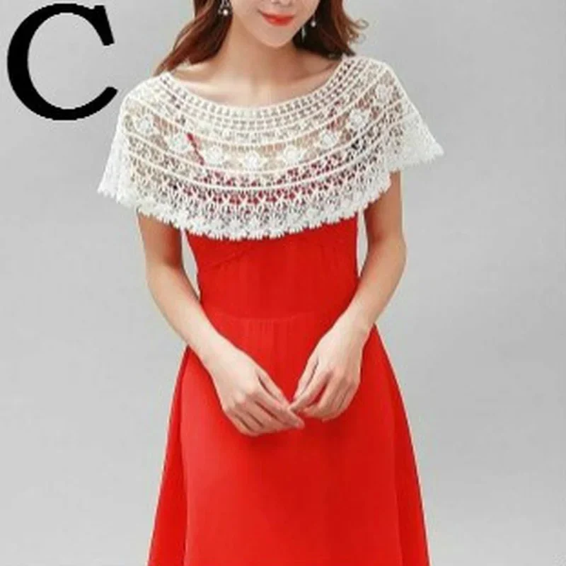 ผ้าคลุมผมฮิญาบแบบสั้น 1 ชิ้น ผ้าคลุมไหล่ผู้หญิงหรูหรา ผ้าพันคอแฟชั่นพู่ลูกไม้ ผ้าคลุมไหล่ผู้หญิงแฟชั่นลายฉลุดอกไม้ ผ้าคลุมเสื้อสั้น