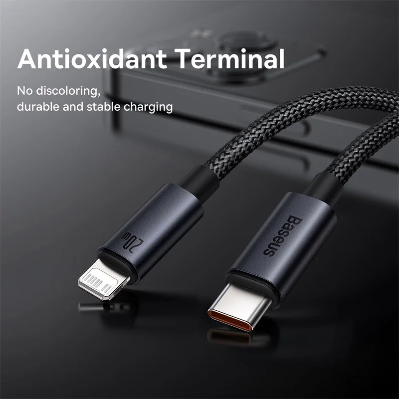 Cavo USB Baseus per iPhone 13 12 11 pro max Cavo USB iPhone Ricarica rapida per iPhone X XR 8 Cavo USB tipo C a fulmine