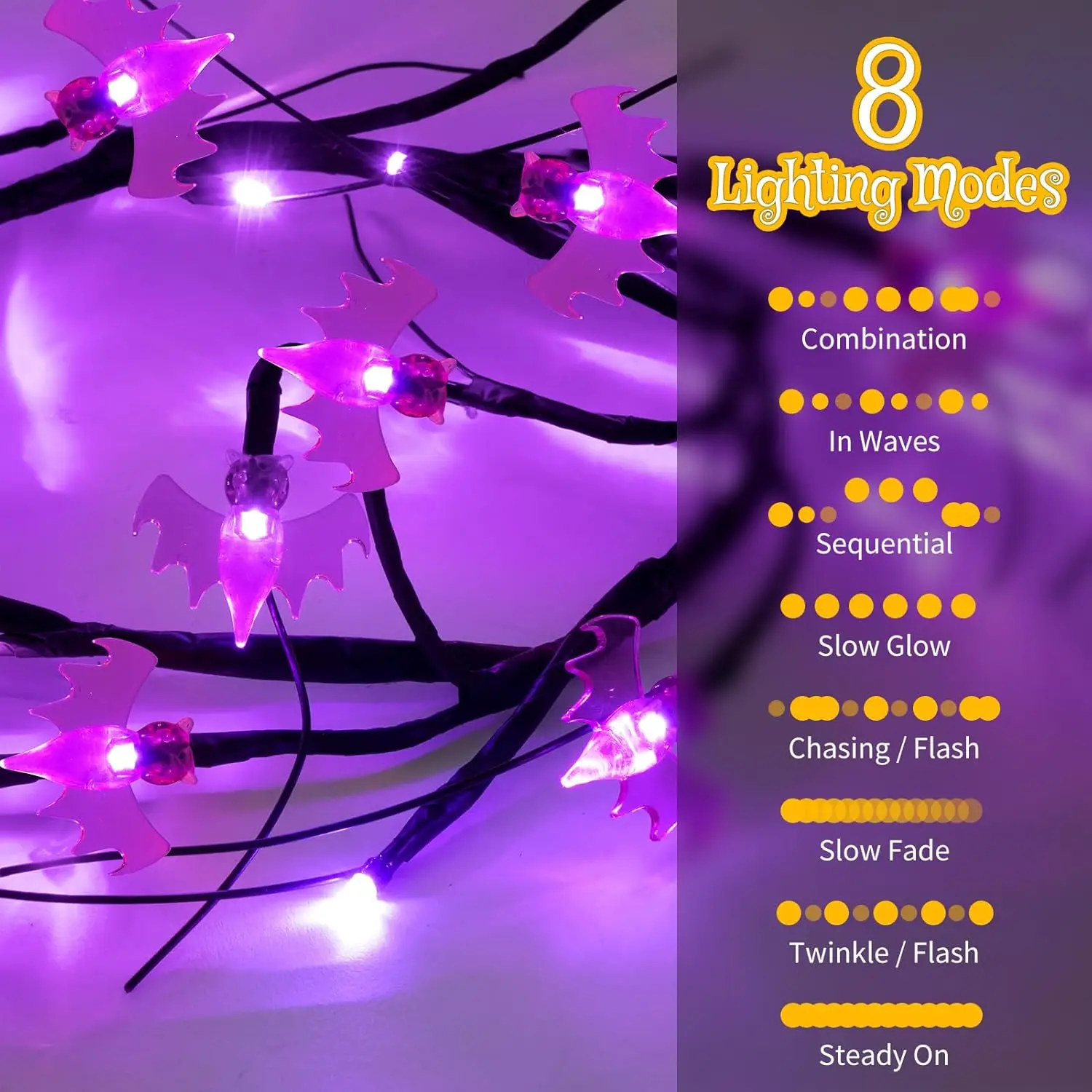 Halloween Lichter Fledermaus Kürbis Led String Licht Weide Rebe Licht Biegsamen Baum Lampe Halloween Party Home Decor Happy Halloween