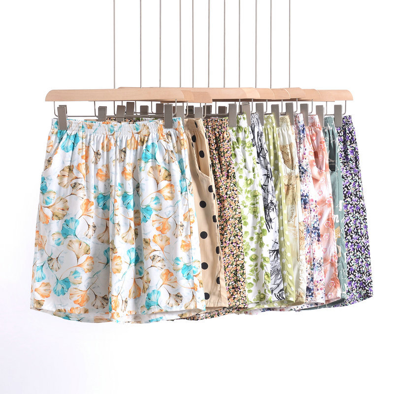 Pantalones cortos de popelina de talla grande XL a 6XL, pantalones cortos para el hogar con flores, pantalones cortos de playa sueltos informales