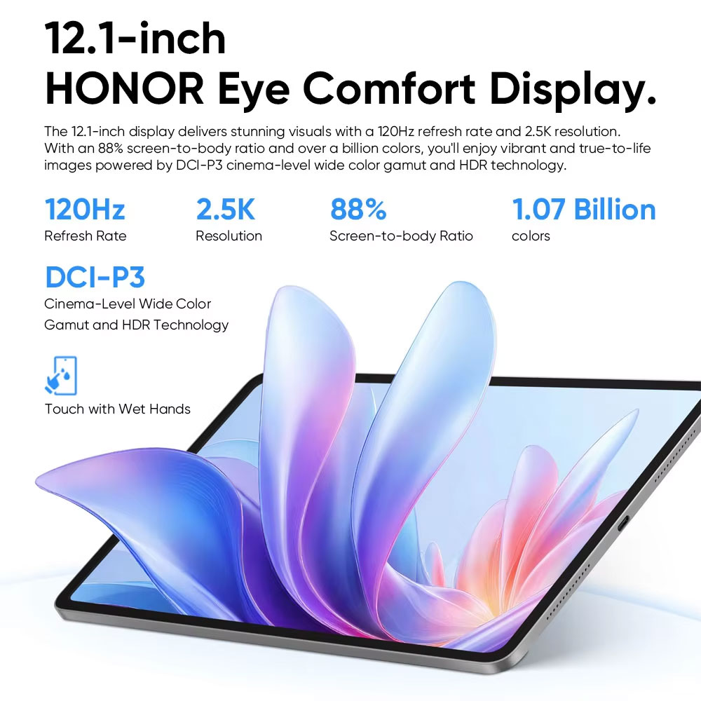 New Global Version HONOR Pad 10 Snapdragon 7 Gen 3 12.1'' 120Hz LCD Screen 10100mAh Battery HONOR 66W Supercharge 8MP Camera