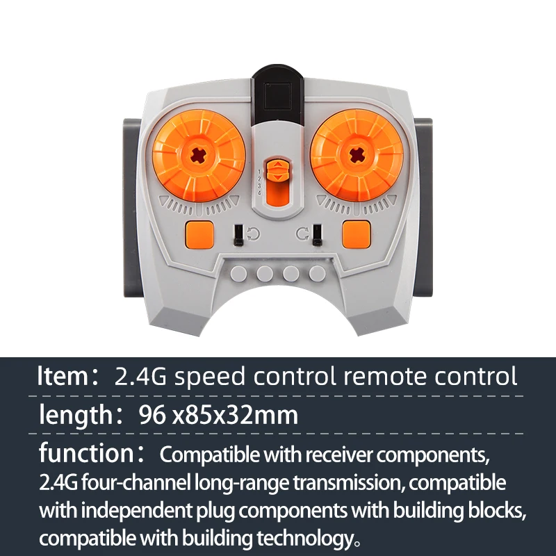 2.4G Speed Adjustable Remote Control Set 8879 w/ 8884 IR Receiver - for MOC Building Blocks RC Cars, Trucks & DIY Toys