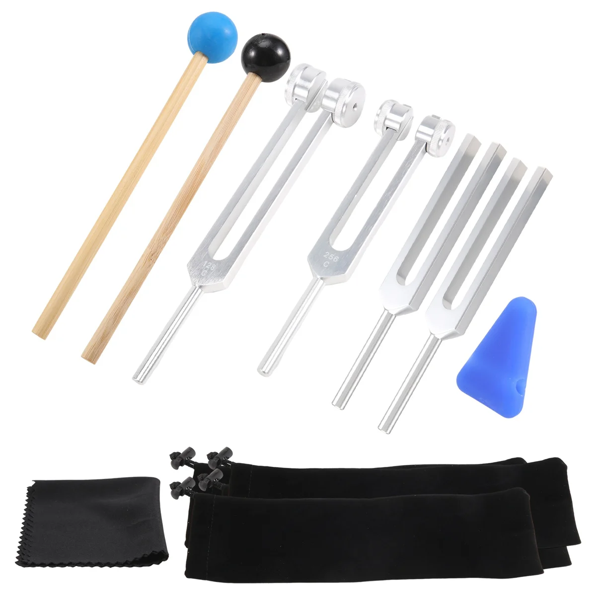 Newest 4 Pack Tuning Fork Set(128 Hz,256 Hz,512 Hz,528 Hz)with Tuning Fork Hammer for Sound Sound Vibration Tools