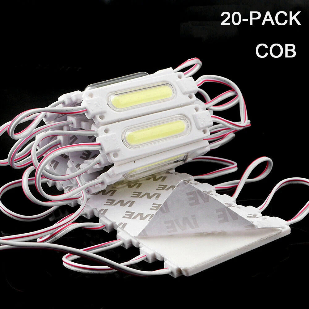 Paquete de 20 luces LED COB de 12V, superbrillantes, amarillo, azul, rosa, Color azul hielo, IP65, resistente al agua para lámpara de decoración de tienda publicitaria