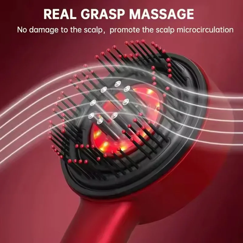 ไฟฟ้านวดสั่นสะเทือนหวี Red Light Therapy Hair Growth นวดแปรงหนังศีรษะ Anti Hair Loss Liquid Oil Applicator Hair Care