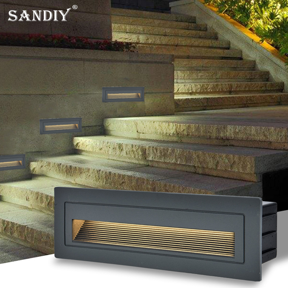 SANDIY Waterproof Led Stair&Step Light Outdoor Wall Sconce Lamp Big Embedded Nightlight 12v 220v for House Yard Balcony Terrace