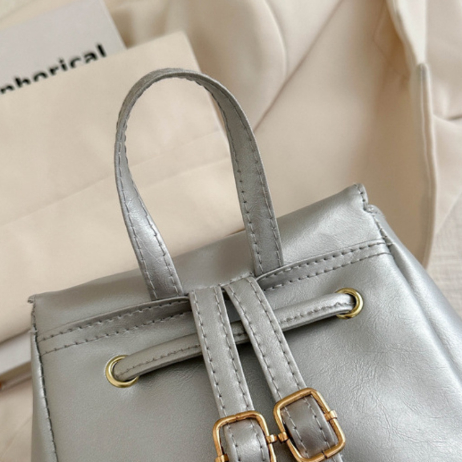 Chic Style PU Leather Shoulder Backpack, Casual Trendy Dual-Strap Bag For Shopping Use