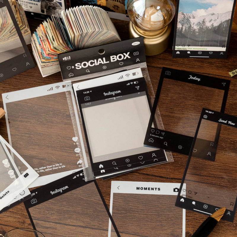 Yoofun 15 個ヴィンテージフィルムフレーム PET ステッカー DIY 日記透明フォトフレーム装飾ラベルアルバムスクラップブッキングジャーナルデコ