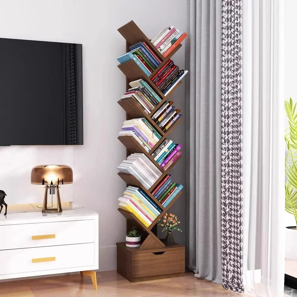 Estante de armazenamento para crianças, do chão ao teto, simples, moderna, em forma de árvore, simples, pequena, sala de estar