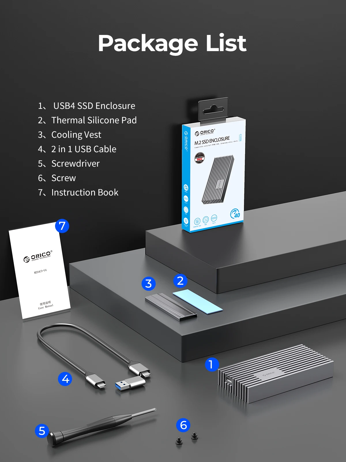ORICO LSDT USB4.0 M.2 SSD Ốp Lưng 40Gbps M2 NVMe Ốp Lưng Tương Thích Với Thunderbolt 3 4 USB3.2 USB 3.1 3.0 loại C Nhiều Giao Thức