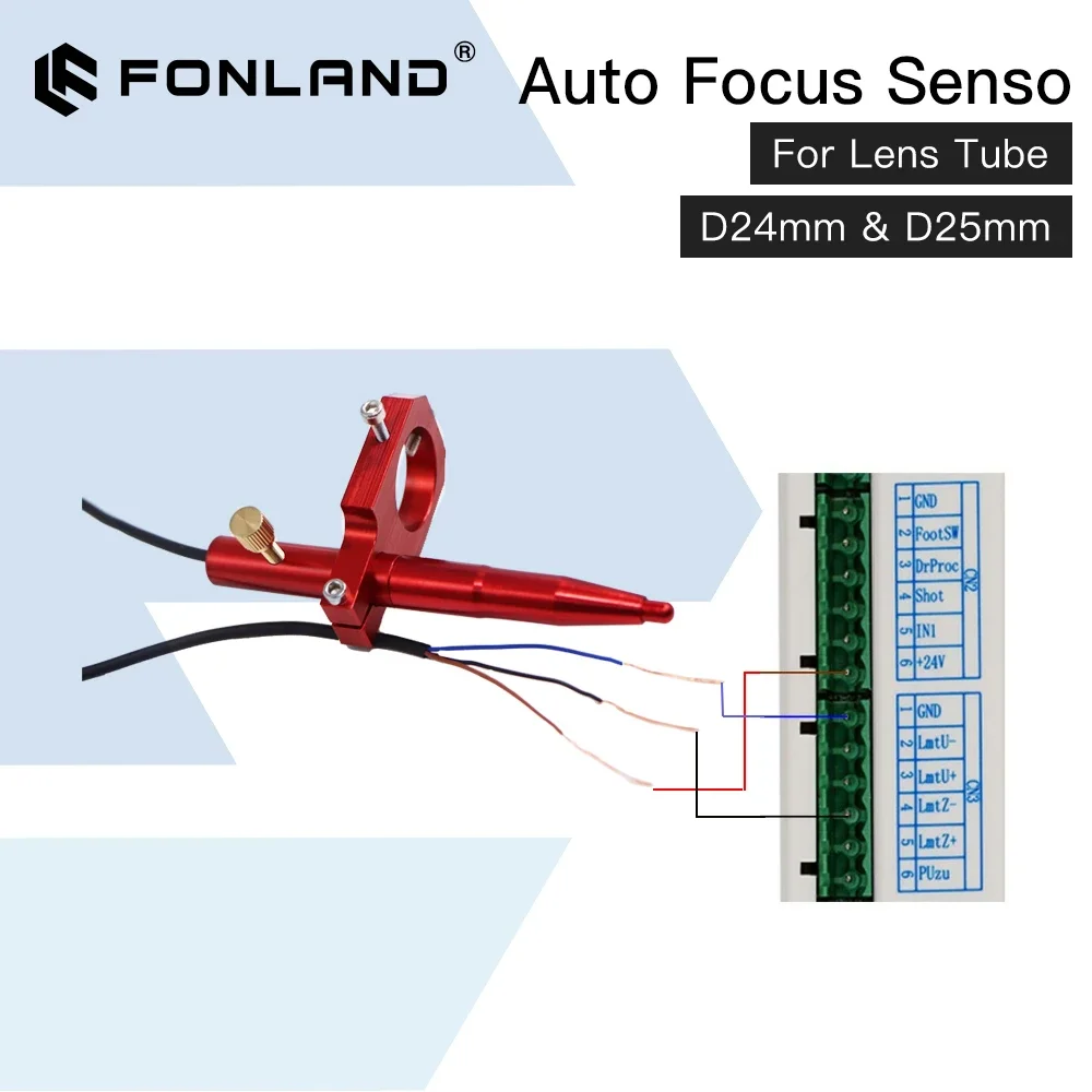 Fonland-Sensor de enfoque automático, eje Z para mesa arriba y abajo motorizada automática, máquina cortadora de grabado láser CO2