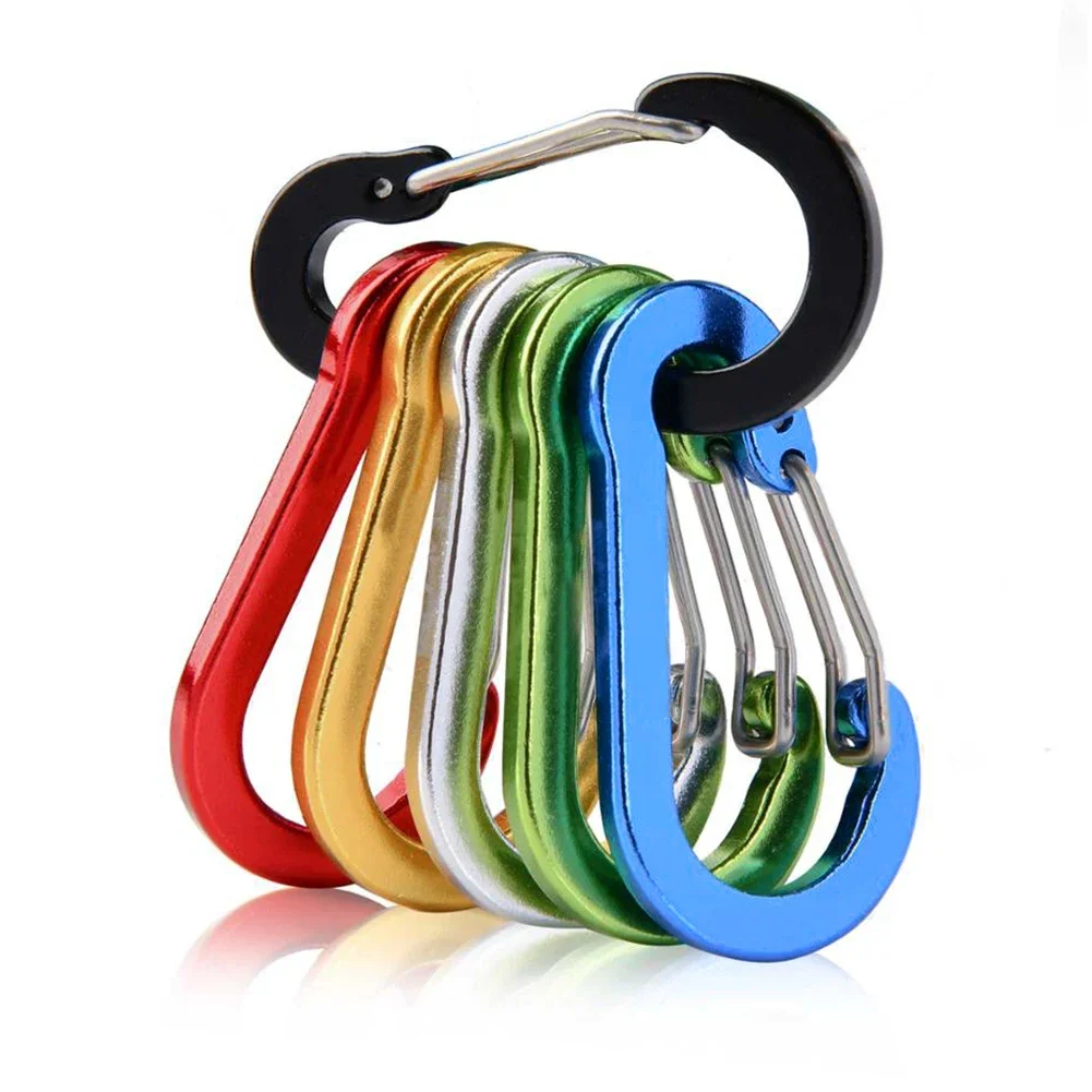 6 uds mosquetón Clip aleación de aluminio llavero hebilla de bloqueo Snap D-Ring Clip mochila al aire libre Camping multiherramienta pesca senderismo gancho