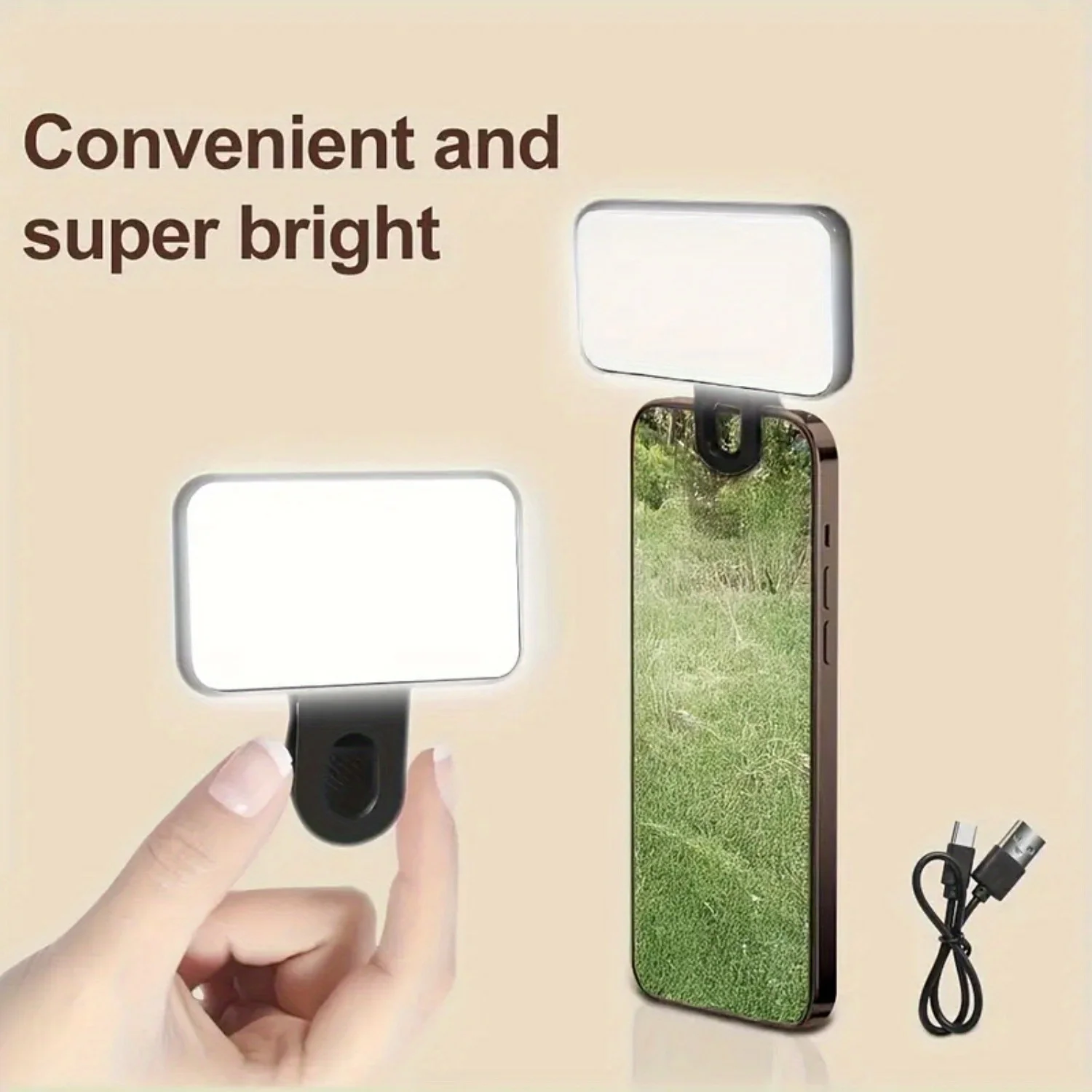 Mini-Selfie-Fülllicht, wiederaufladbar, einstellbare Helligkeit, zum Anklipsen, 3-Modus-LED-Licht für Handy, PC, Laptop, Clip-Fülllicht