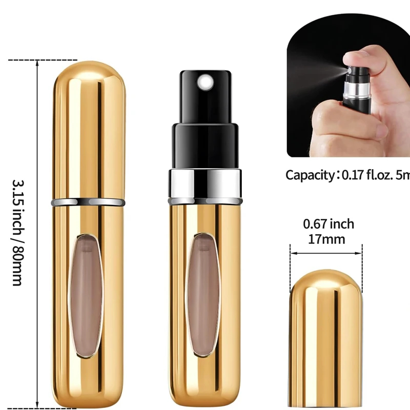 1/2/5Pcs Perfume Spray Bottle 5ml Mini Portable Refillable Aluminum Atomizer Bottle Container Perfume Refill Travel Cosmetic