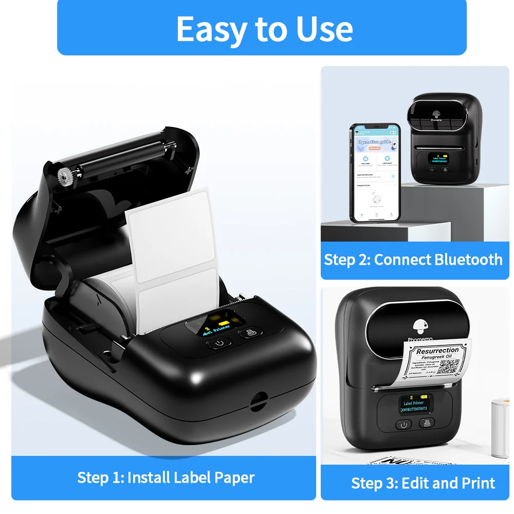 Phomemo M110 Mini tragbarer Thermodrucker Selbstklebender Aufkleber Etikettendrucker Taschendrucker Etikettendrucker Bluetooth Phomemo M110