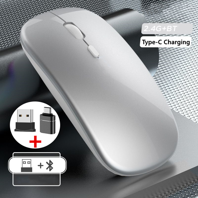 Ratón inalámbrico para juegos Compatible con Bluetooth (modo Dual: BT + 2,4 Ghz) Ratones ergonómicos recargables para PC/portátil/Macbook ﻿