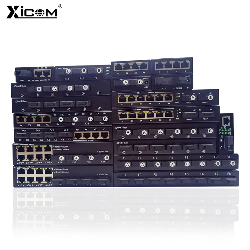 100/1000M Gigabit Ethernet Sợi Công Tắc 8*1.25G Chất Xơ Cổng 2 RJ45 Cổng Truyền Thông Chuyển Đổi 20KM SC Đơn Quang Thu Phát