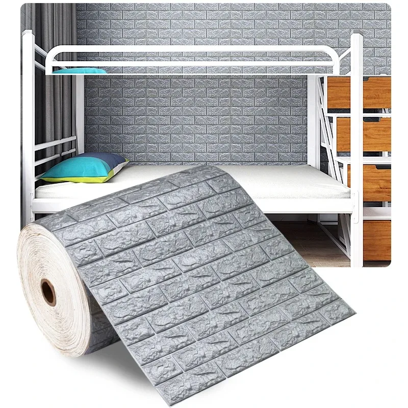 3D Soft Foam Brick Wallpaper Sticker Roll, DIY auto-adesivo, sala de estar, casa, cozinha, banheiro, papel de parede decorativo, 70cm x 2m
