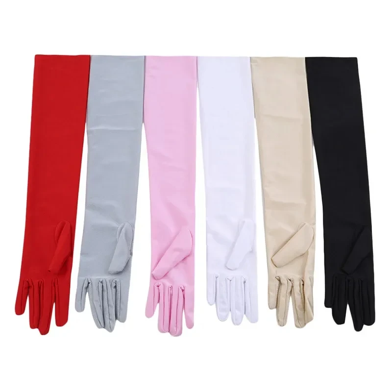 ถุงมือซาตินยาวสำหรับผู้หญิง, ถุงมือ, monochromatic, แฟชั่นของผู้หญิง, ชุดราตรีและพรหม, ฤดูใบไม้ร่วงและฤดูหนาว