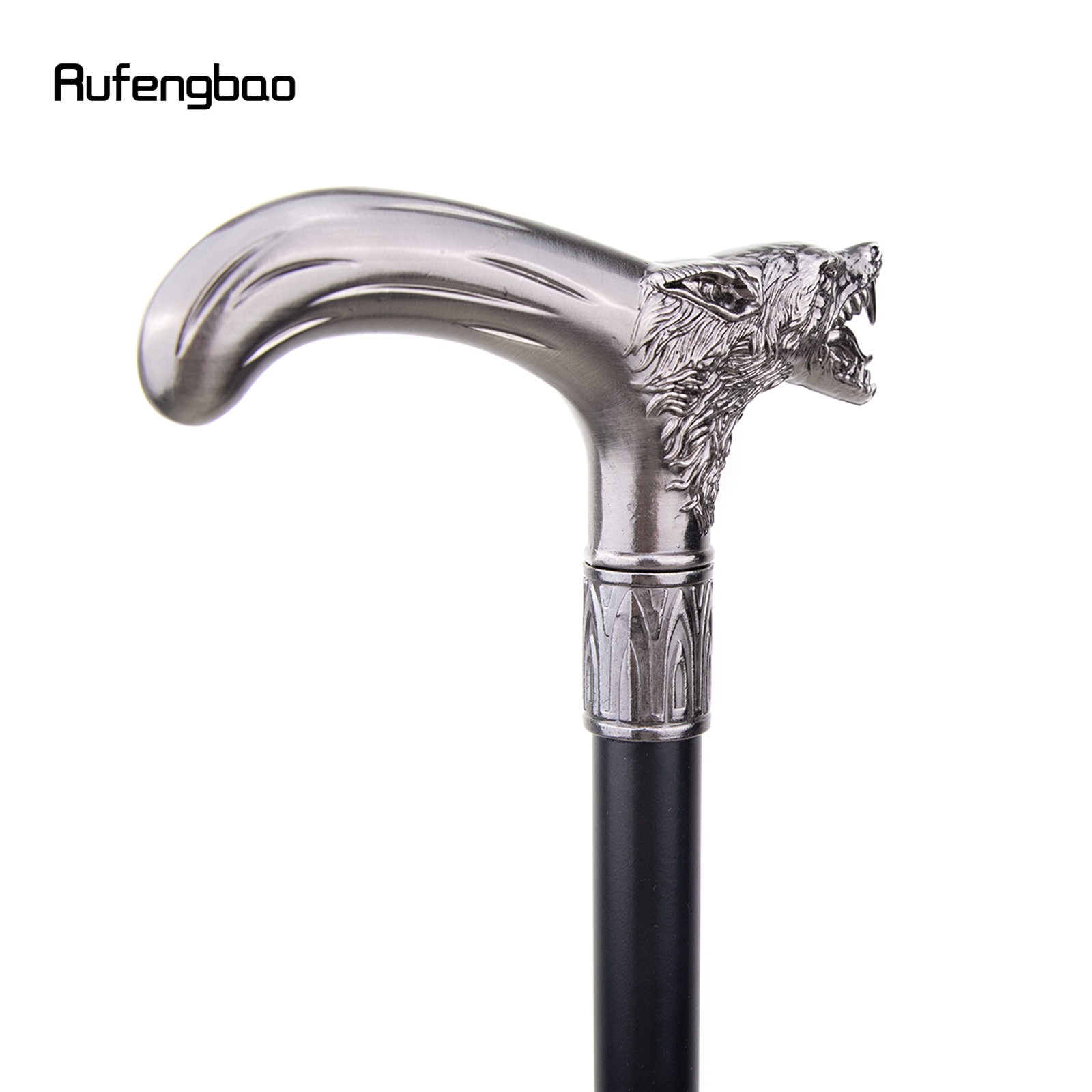 オオカミの頭を彫刻するウォーキング杖,装飾的なウォーキングスティック,紳士服,エレガントなコスプレ杖ノブ,93cm