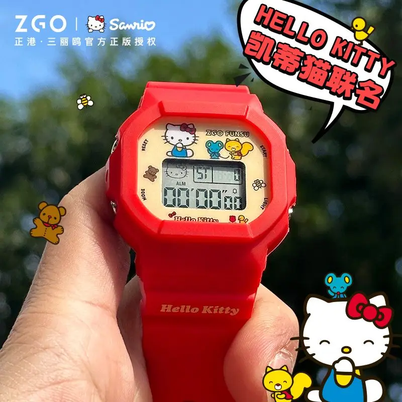 ZGOxSanrio serie Hellokitty reloj rojo estudiante mujer relojes electrónicos regalos niños