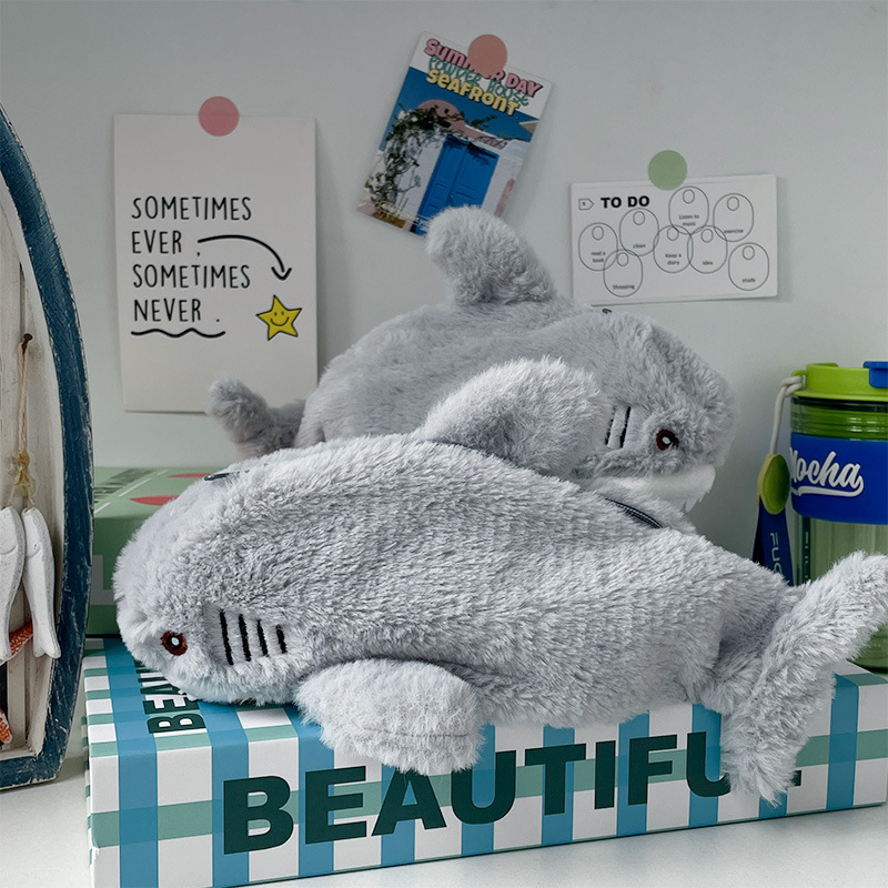 ขนาดใหญ่ความจุปากกากระเป๋าเครื่องเขียนกล่องเก็บน่ารักตุ๊กตา Ocean Shark ดินสอแบบพกพากระเป๋าเครื่องสําอางอุปกรณ์สํานักงานโรงเรียน