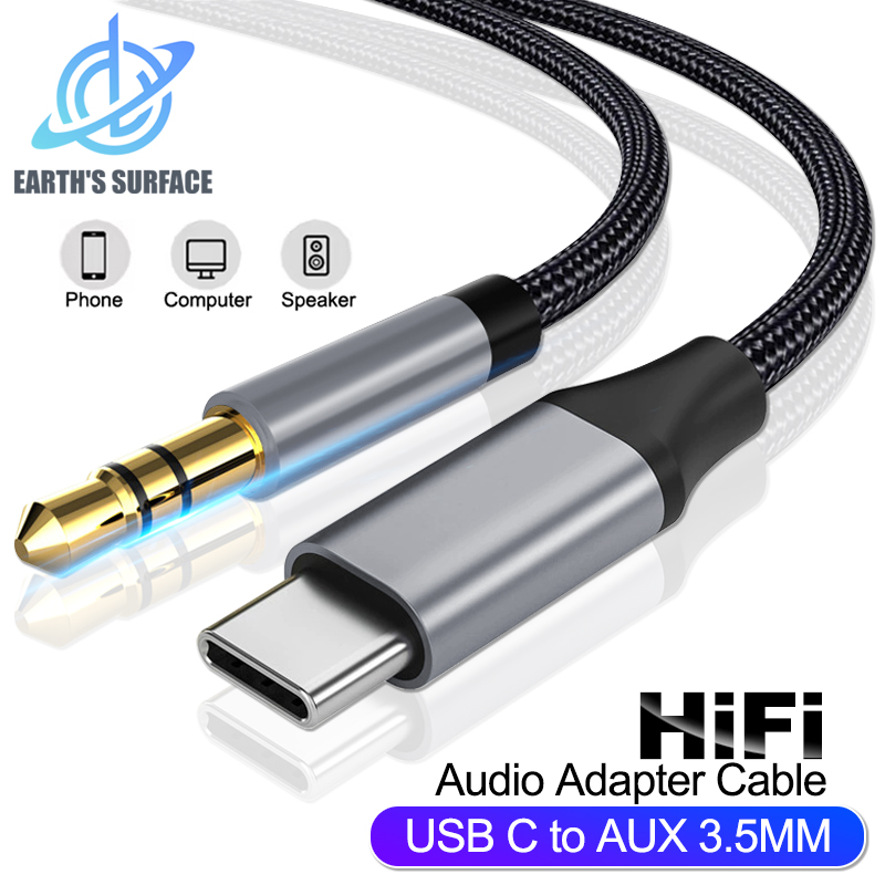 USB tipo C a 3,5mm Jack Aux Cable de Audio adaptador de altavoz de coche USB C macho a AUX macho convertidor de enchufe de auriculares para Xiaomi Samsung