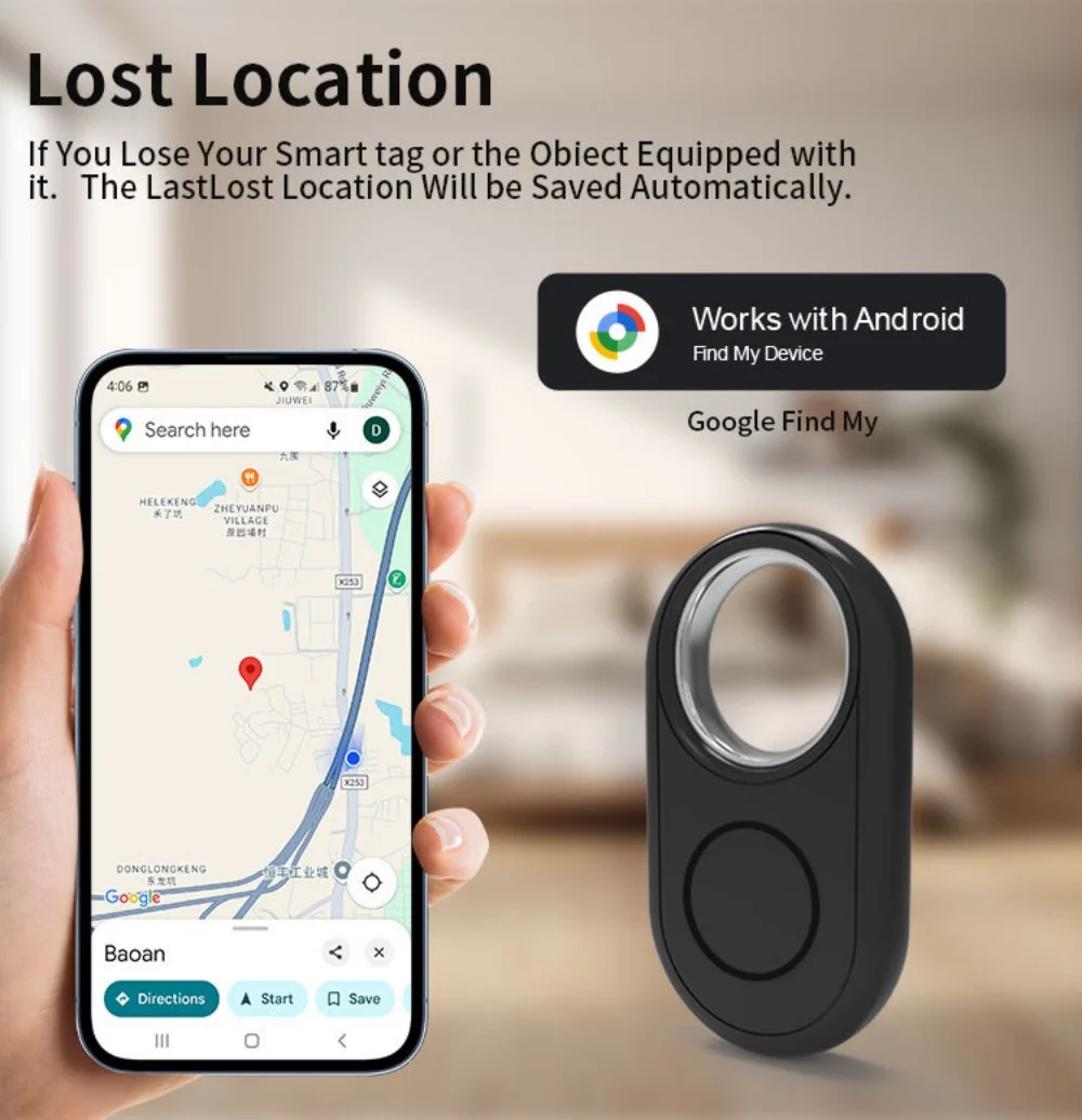 GPS-трекер для телефонов Samsung Android Google Find My Device Bluetooth-локатор Finder Глобальное позиционирование Анти-потерянная смарт-тег
