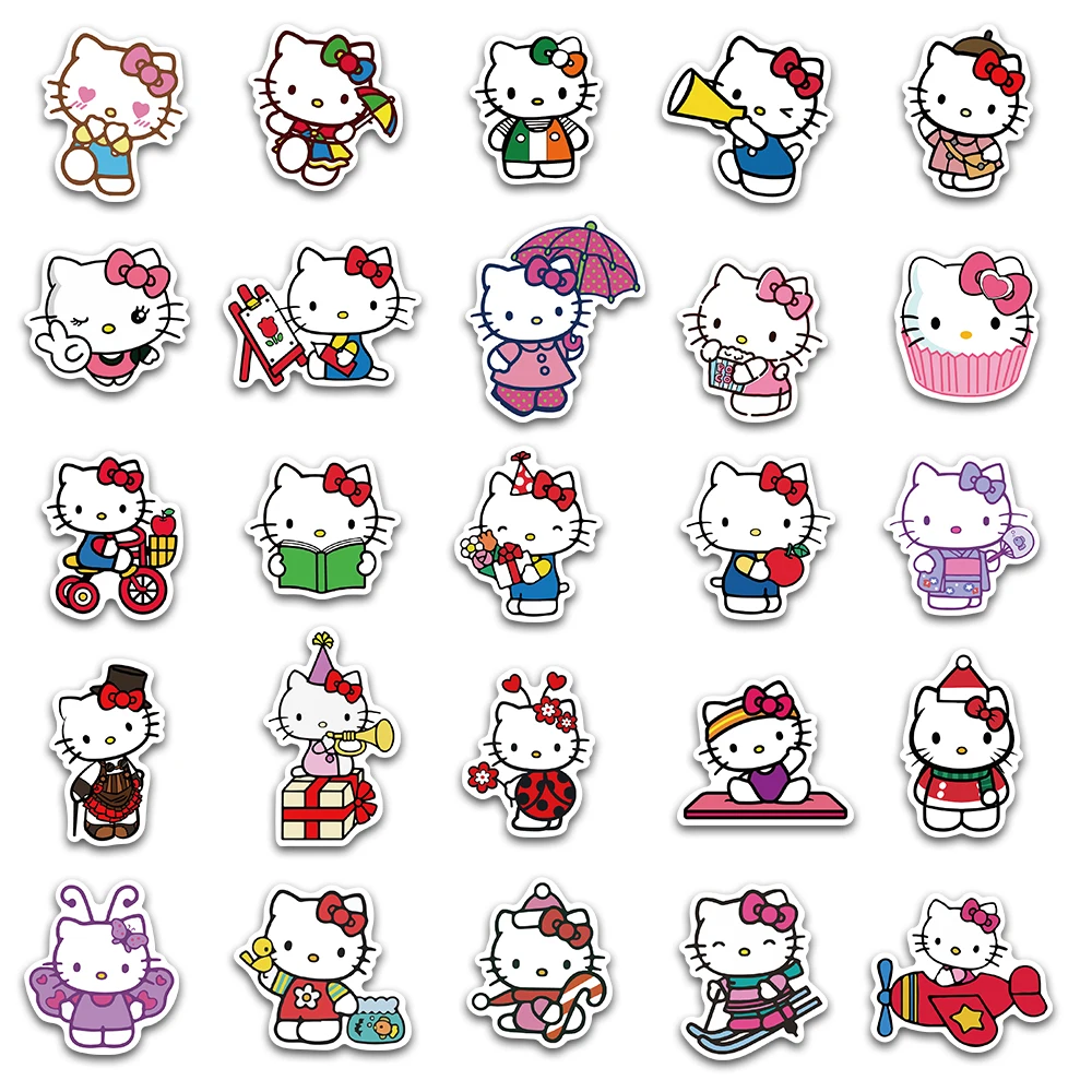 Sanrio kuromi adesivos kawaii olá kitty decalques à prova dwaterproof água para crianças meninas diy portátil telefone diário bonito dos desenhos animados sanrio adesivo