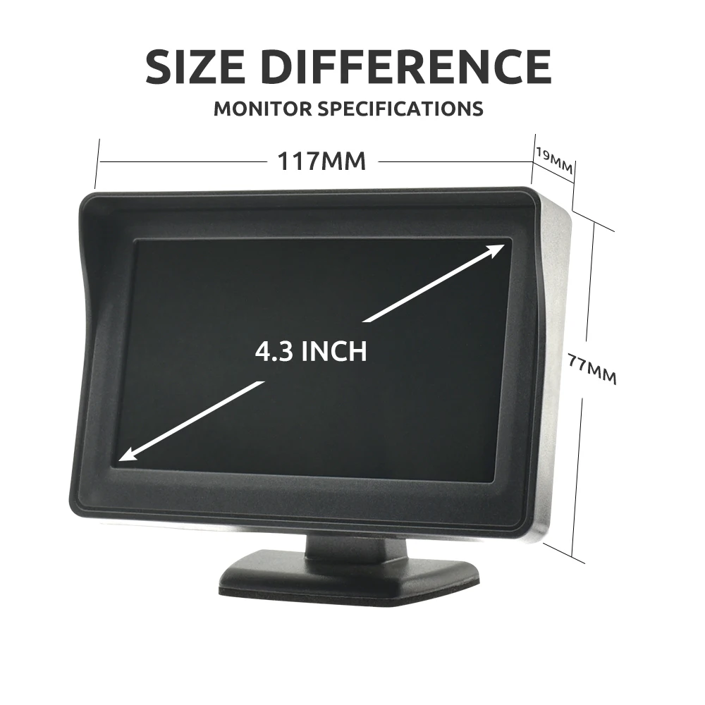 BINWEI 4.3 Inch Car Monitor Display Easy To Install High-definition Reversing Image Universal Machine Screen Display for Camera
