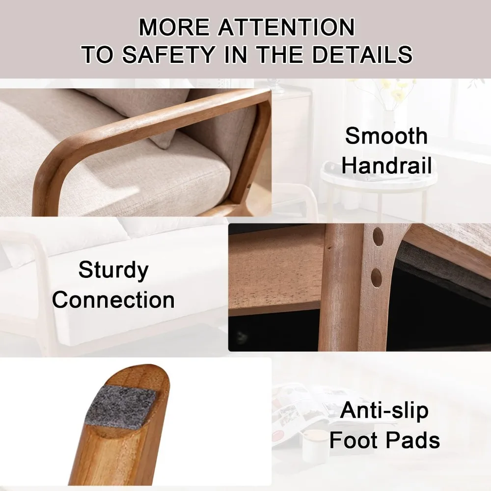 50" Love seat Sofa 2 Seat Mid Century Modern Accent Chair, Uplostered 2 Person Couch Loveseat for Small Place Bedroom