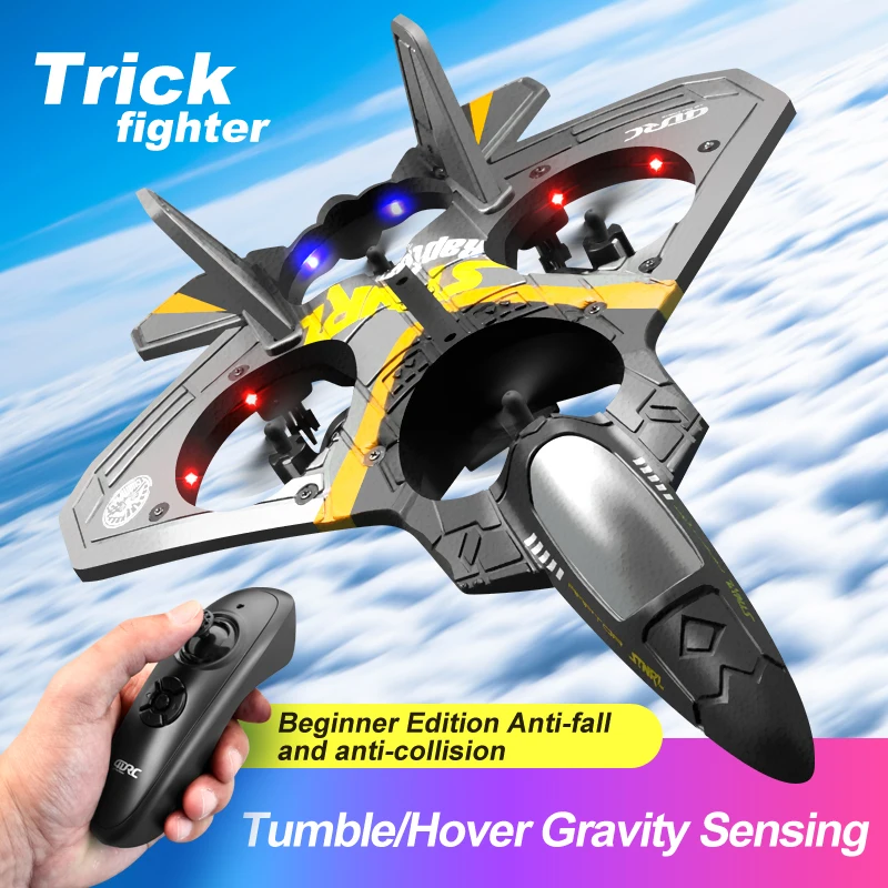 RC Pengendali Jarak Jauh Pesawat เครื่องบิน2.4G เซ็นเซอร์แรงโน้มถ่วงเครื่องบิน Tough Epp Glider LED Stunt ม้วน Jet เฮลิคอปเตอร์ของเล่นสำหรับเด็กเด็ก