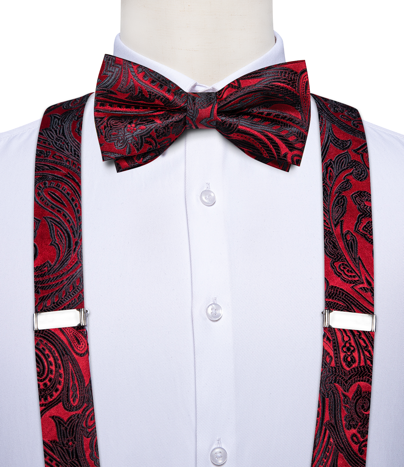 Heren Jarretel met Voorgebonden Vlinderdas Metalen Clips Y terug Elastische Broek Bretels Bandjes Bruiloft Prom Pak Accessoires
