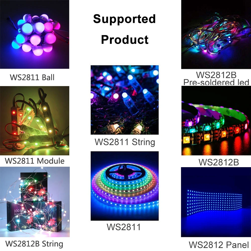 WS2812B WS2811 5050 RGB Dây Đèn Led Ánh Sáng Bộ Điều Khiển Nhạc MINI 17 Phím Điều Khiển Từ Xa RF 370 Chế Độ Thay Đổi DC/USB DC5-24V