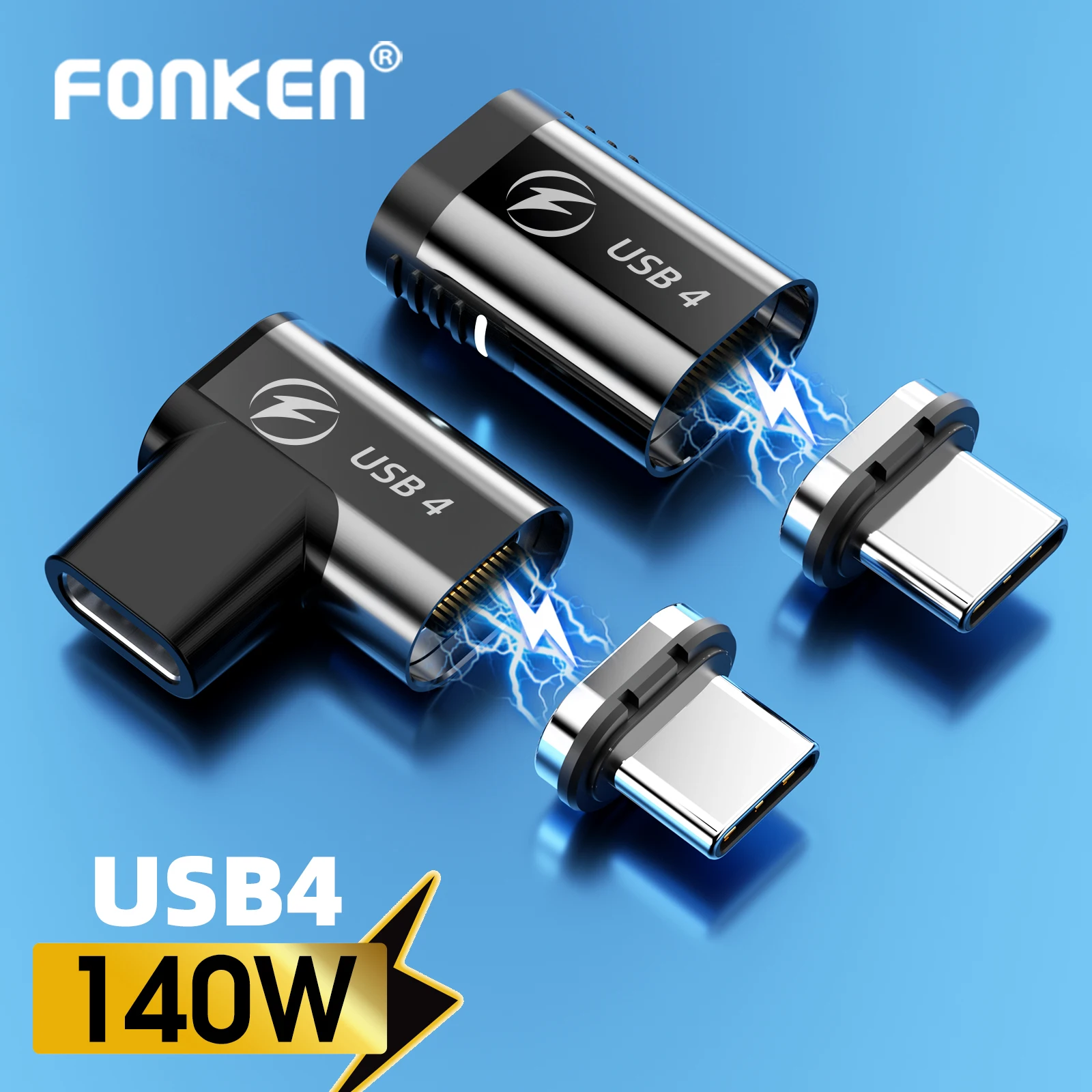 Магнитный адаптер USB 4.0 USB C, разъем типа C PD 140 Вт, быстрая зарядка, 40 Гбит/с, конвертер 8K при 60 Гц, передача данных для Macbook Pro Air