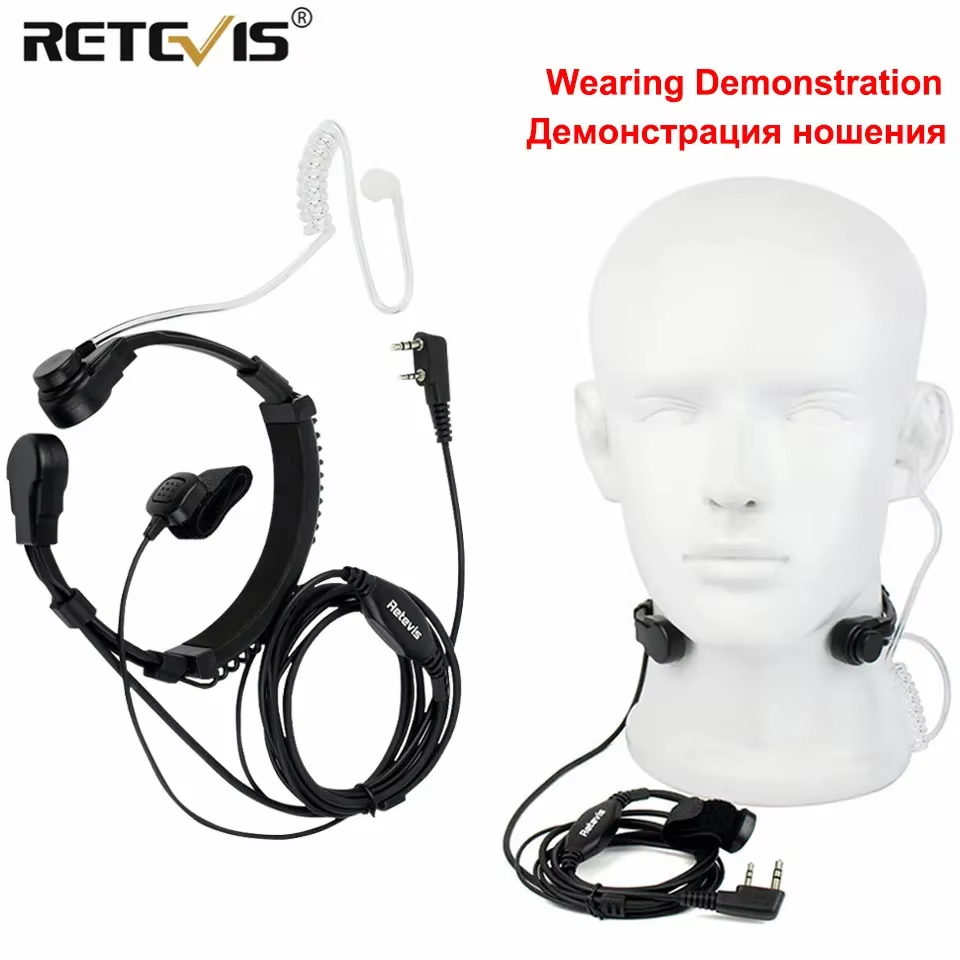 Рации Retevis Throat Mic Walkie-Talkie, гарнитура, приемопередатчик, скрытая трубка для пальцев, раньше UV 5R Quansheng UV K5 UV K6 K58 Для Kenwood