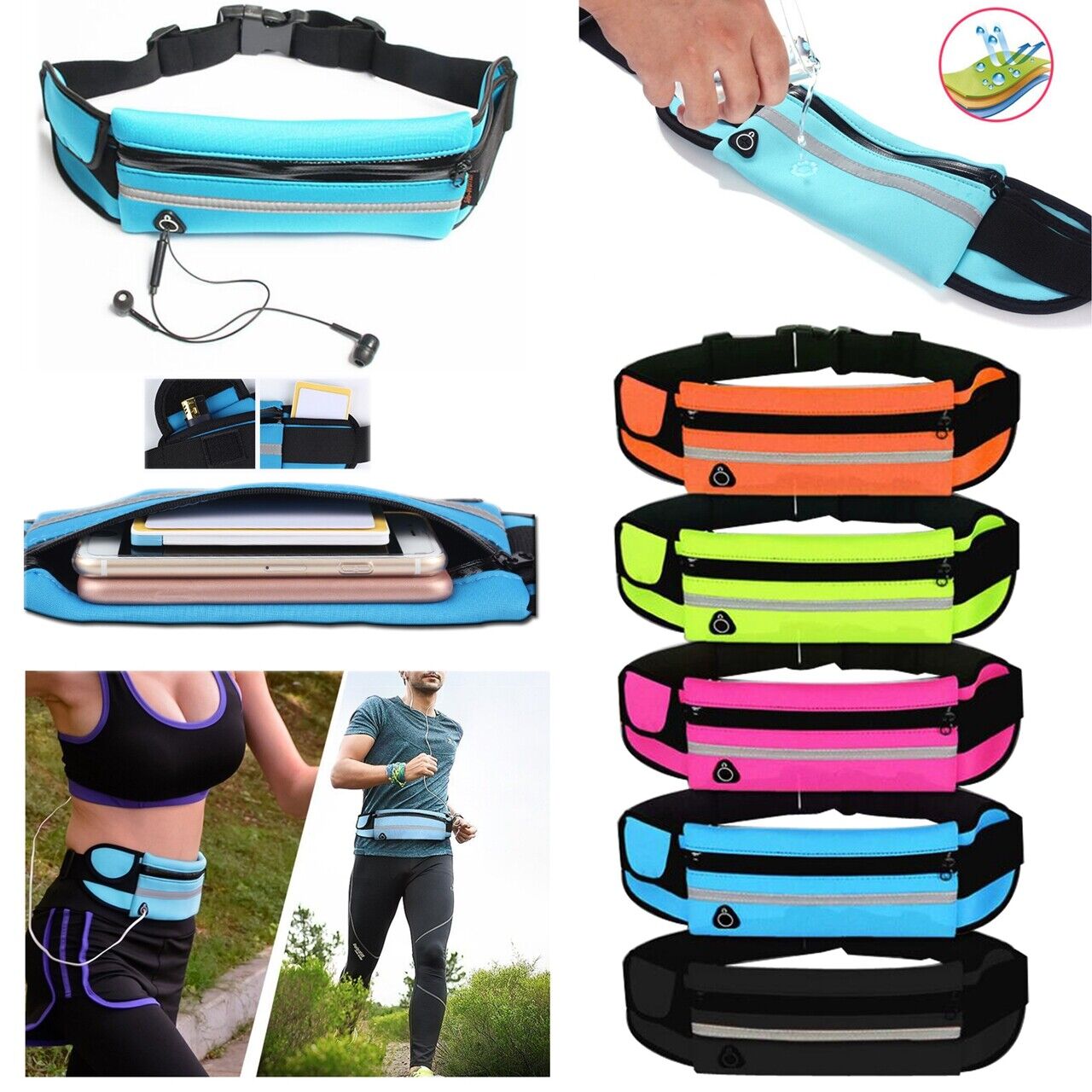 Running Belt Unisex Sport Jogging Phone Keys Mobile Money Bum Bag Waist Travel