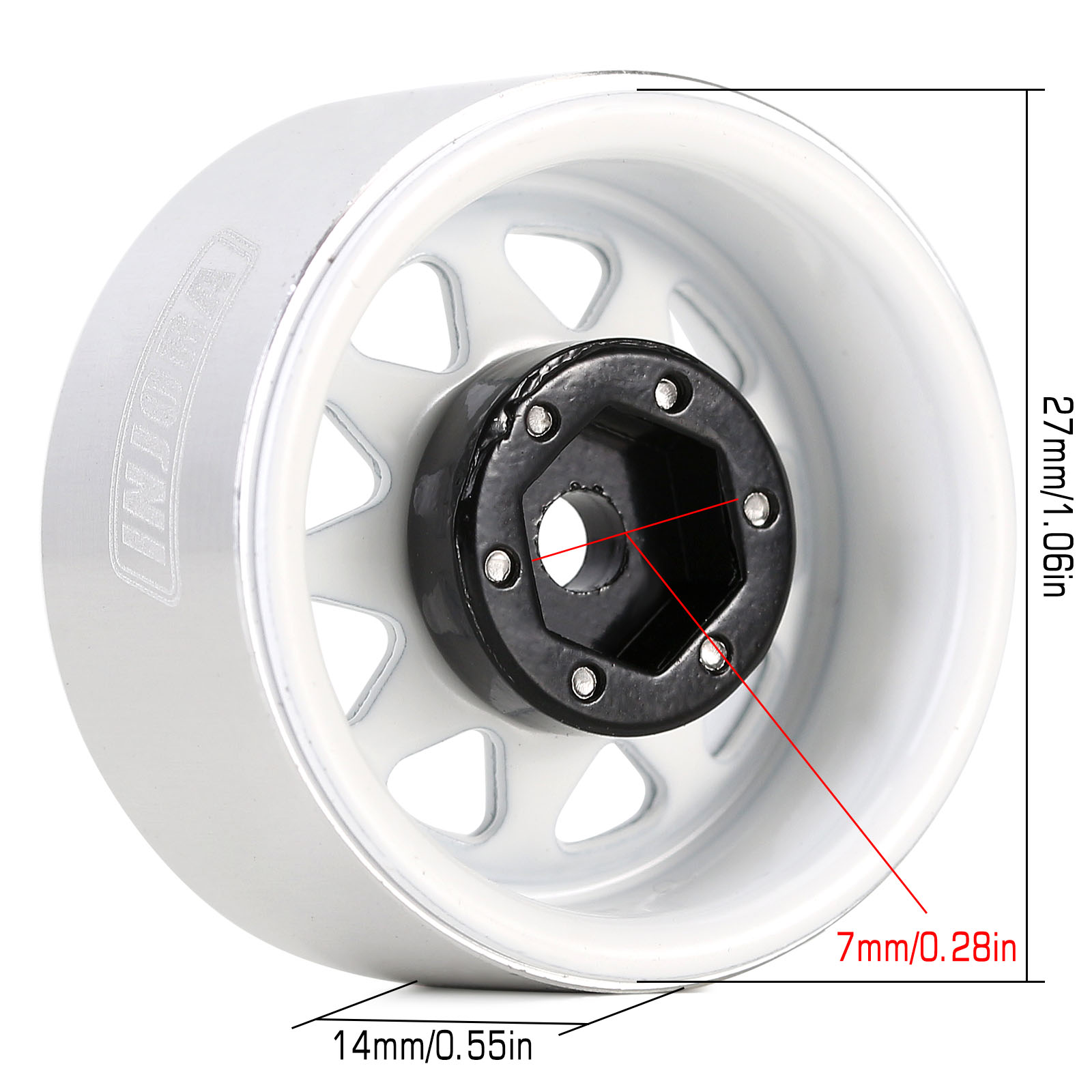 INJORA 1.0 Beadlock Bánh Sâu Âm Bù Đắp 3.78Mm Đóng Dấu Thép Trung Tâm Cho RC Xe Bánh Xích Xe Trục SCX24 TRX4M (W1004)