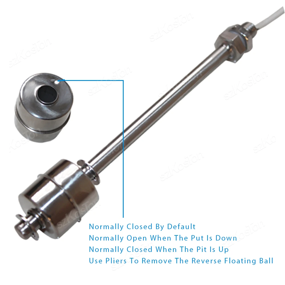 Float Switch High Temperature Resistant Stainless Steel Water Tower Tank Liquid Water Level Automatic Level Controller Sensor