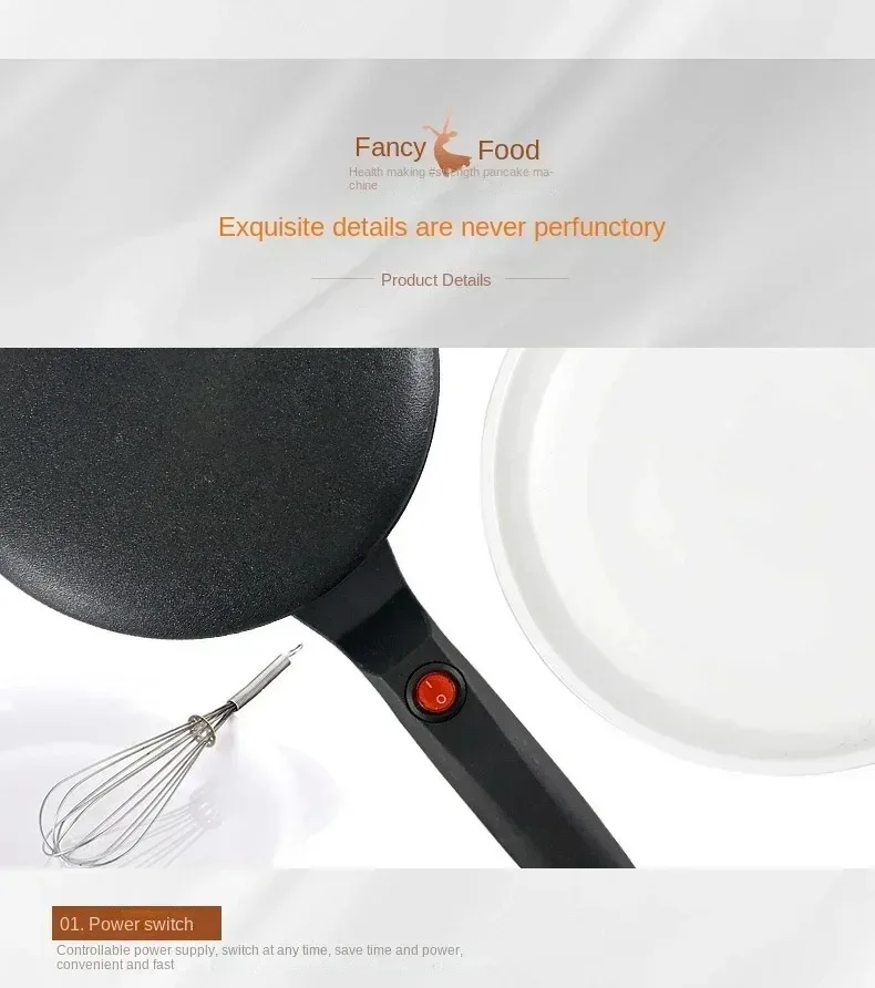Electric Crepe Maker Cake Maker Machine Breakfast Pizza Baker Pancake Baking Pan Non-Stick Pan Chinese Spring Roll Cooking Pan