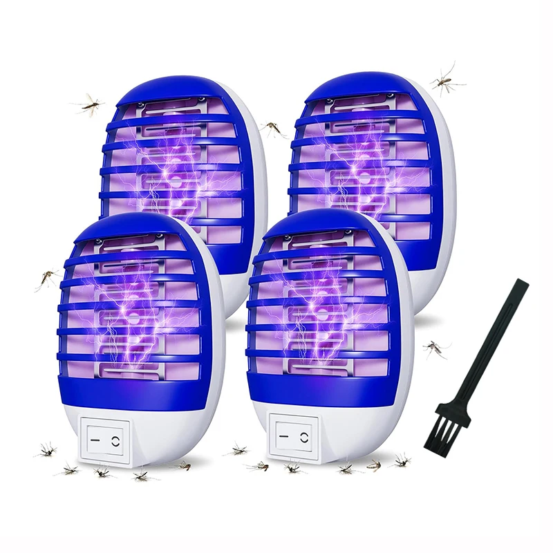 Lámpara antimosquitos con enchufe LED, enchufe estadounidense/europeo, trampa eléctrica para mosquitos, insectos, lámpara nocturna, 2 uds.