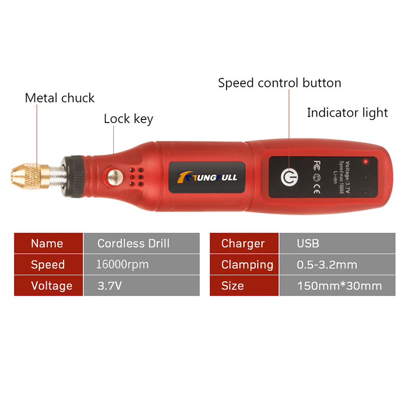 USB Rechargeable Cordless Engraving Pen Wireless Electric Drill Rotary Tool for Jewelry Glass - Portable Handheld Engraver