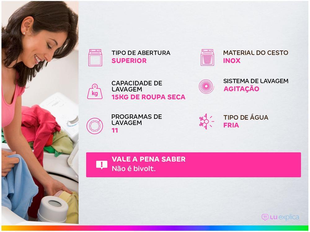 Lavadora de Roupas Electrolux 15kg Cesto Inox 11 Programas de Lavagem Branco Premium Care LEC15 - 220V