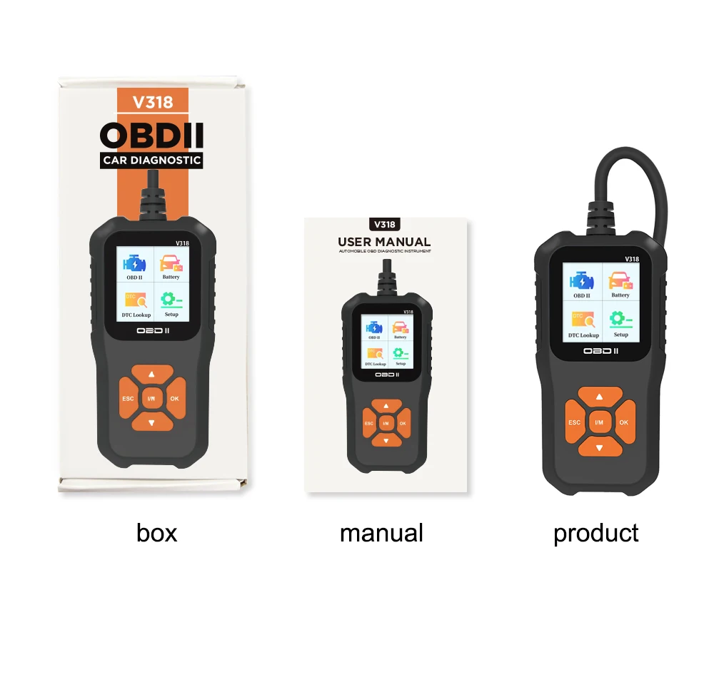 V318 OBD2 เครื่องสแกนเนอร์รถ Fault Diagnostic Instrument อ่านเครื่องยนต์ล้างเครื่องยนต์ความผิดปกติ Light Mechanic เครื่องมือ 10 ภาษา