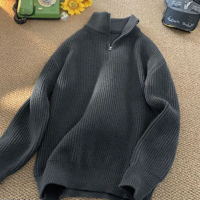 Herbst Winter Neue Mode Langarm Stehkragen mit Halb Zipper Pullover männer Kleidung Casual Alle-spiel Stricken tops