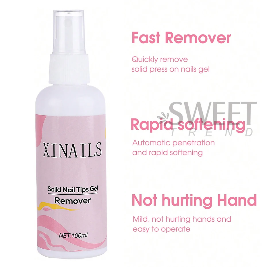 100ml เคล็ดลับเล็บปลอม Solid กาวเจล Remover เล็บง่ายต่อการนุ่ม Remover กดบนเล็บเจลเคล็ดลับปลอม Remover เครื่องมือ